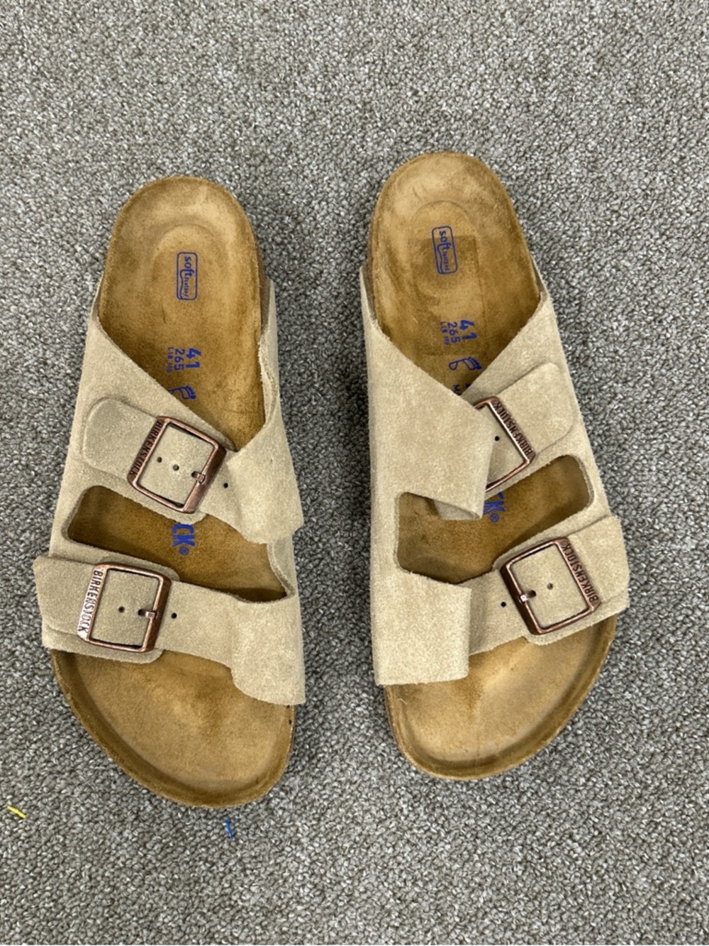 Birkenstock Arizona Suede Double Strap Sandals - Taupe